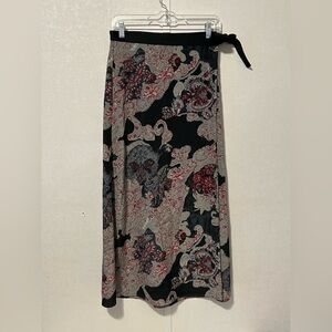 JohnPaulRichard | Black and Red Paisley Maxi Skirt | 8